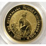 Australia gold $5 (1/20th oz) 2001 BU in a hard plastic capsule