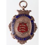 Middlesex County Amateur Athletic Association Medal, Gold coloured by Frattorni with blue enamel and