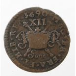 Ireland James II Gunmoney Small Shilling 1790 June, F-GF