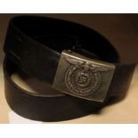 German SS Belt buckle maker marked O&C plus Government protection mark. Leather belt.