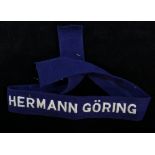 German Hermann Goring Cuff title full length. Grey on Luftwaffe Blue. No service wear. Open for