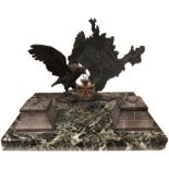 German Officers Double Desk Inkwell, Krim Campaign. Featuring Eagle holding EK11 and geographical