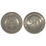 Germany cupro-nickel 20 Pfennig 1887A, lightly toned UNC