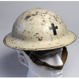 1939 dated home front helmet. Marked CS&W 1939. White over paint with Chaplin's cross to front. GC