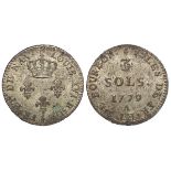 Isle de France et de Bourbon (Mauritius & Reunion) 3 Sous 1779A, nEF for type.