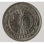 Germany 50 Reichspfennig 1938G, UNC