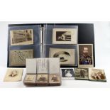 Ephemera, cabinet cards, Carte de Visite in album & loose (64) in box together with autographed