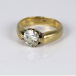 18ct Gold Ring with Solitaire old cut Diamond approx 2.0 ct. weight size R weight 8.7 grams