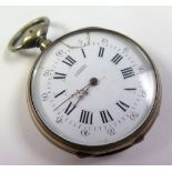 Silver open face pocket watch by Mesnard, Bordeaux, France. Approx 48mm dia