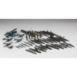 Group of approximately thirty diecast ships and planes (including a few Dinky), mostly