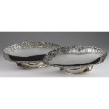 Two large silver grape and vine design pedestal sweetmeat dishes hallmarked for Frank Cobb & Co.