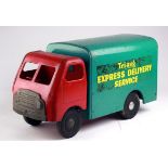 Large steel Tri-ang (Triang) green & blue Express Delivery Service truck, catch missing on rear