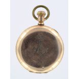Gold plated full hunter pocket watch with crudely inscribed masonic symbols above the number 175
