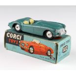 Corgi Toys green M.G.A. Sports Car, no. 302, missing windscreen, contained in original box