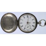 Silver Full Hunter Pocket watch, hallmarked London 1883. with key