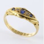 18ct Gold Sapphire and Diamond Ring size L weight 2.2 grams