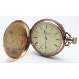 Yellow metal Elgin pocket watch circa 1888, approx 40mm dia