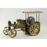 Wilesco brass model traction engine, 'Made in Western Germany' stamped to base, missing funnel,