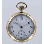 Waltham 9ct filled open face pocket watch, inscribed inside "From Allan to Father Xmas 1931"