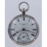 Silver open face pocket watch by John Myers London. Hallmarked London 1875, approx 50mm dia