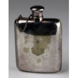 Silver plated hip flask, engraved to front '1875 Alexandra, The Yorkshire Regt., Princess Wales's