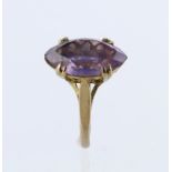 9ct Gold Ring set with marquise Amethyst size P weight 3.1 grams