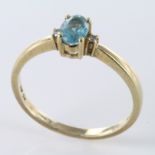 9ct Gold QVC Aquamarine/Diamond set Ring size S weight 2.3 grams