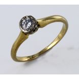 18ct Gold Solitaire Diamond Ring approx 0.25ct weight size M weight 2.3 grams