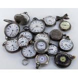 Sixteen silver ladies pocket / fob watches, includes a half hunter