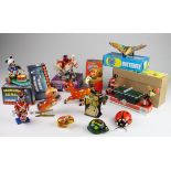 Thirteen mostly modern tinplate clockwork toys, some keys missing, includes 'Playing Ping Pong',