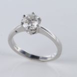 18ct White Gold Solitaire Diamond Ring approx 1.29ct wt. size O weight 4.0 grams