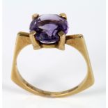 14ct Gold Amethyst set Ring size M weight 3.1 grams