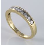 18ct Gold Ring with 9 channel set Diamonds 0.50 carat weight size M weight 3.1 grams