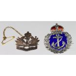 Two silver sweetheart brooches - one Royal Navy and one to the Royal Naval Motor Boat - both