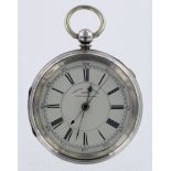 Chronograph centre seconds pocket watch, movement by M Brodie with the case hallmarked Chester 1892,