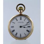 Waltham open face pocket watch, stamped 10c, approx 38mm dia