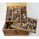 Collection of lead farm animals, soldiers etc., mostly Britains, play worn, in three tiers,