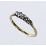 18ct Gold and Platinum five stone Diamond Ring approx 0.20 ct weight size L weight 1.8 grams