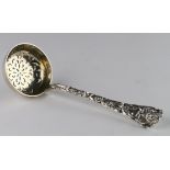 Victorian cast silver "Angel Mask & Floral" decorated sugar sifter ladle London 1885 by John