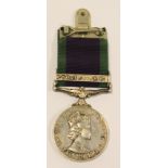 CSM QE2 with South Arabia clasp to 23966147 Pte B E Hughes RAOC. Tarnished VF