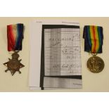1915 Star and Victory Medal to 06611 Pte C P Watkinson AOC. GVF (2)