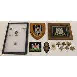 Cambridge Regt selection inc Cap Badges, Sweetheart Badges and cloth badges (qty)