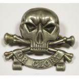 Badge 17th Lancers white metal with lugs