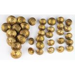 Essex Imperial Yeomanry brass buttons, 11 large, 4 medium and 20 small (35 in all)