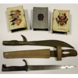 Trench Art WW1 paper knife with German WW2 paperknife in the form of a dress bayonet and three match