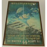 German WW2 Waffen SS Nederlanders poster (approx 14x21 inches), in glazed modern frame (Buyer