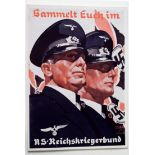 Nazi Germany, scarce propaganda card, Reichskriegerbund by Hohlwien, continental size