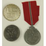 German WW2 Russian Front Medal, and two Tinnies (3) a/f