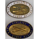 Badges - (2) Athletes Volunteer Force 1914, both blue & white enamel versions, - white is uncommon