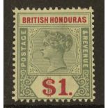 British Honduras 1899 $1 fresh mint, cat £95